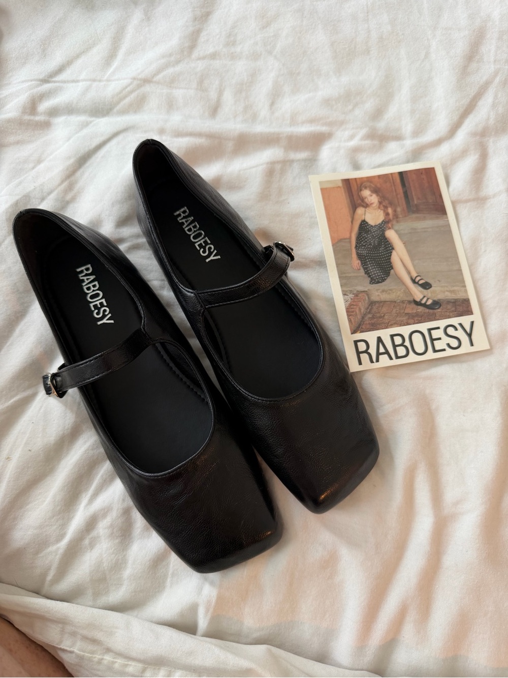 Black Metallic Mary Jane Flats